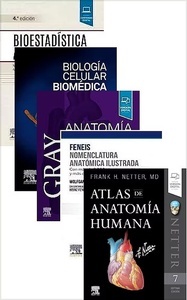 Lote GRAY Anatomía para Estudiantes + Nomenclatura Anatómica Ilustrada + Atlas de Anatomía Humana + "Biología Celular Biomédica + Bioestadística Amiga"
