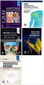 Lote GRAY Anatomía para Estudiantes + FENEIS Nomenclatura Anatómica + NETTER Atlas Anatomía + Biología Celular "Biomédica + Bioestadística Amigable"